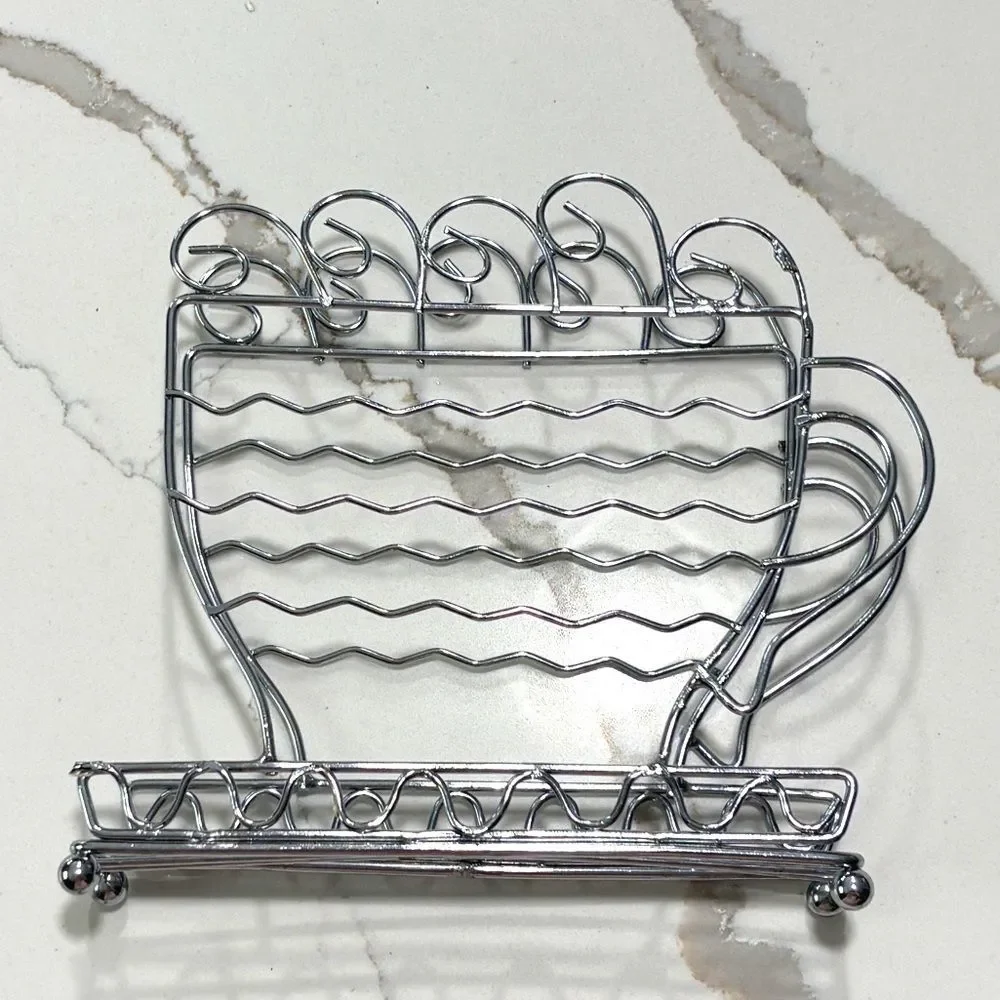 Silver Metal Coffee Mug Tea Cup Napkin Holder